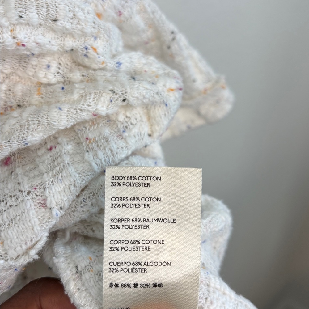Free People Baja Babe Hacci Hooded Pullover White Multicolor Speckles Top M - Picture 10 of 13